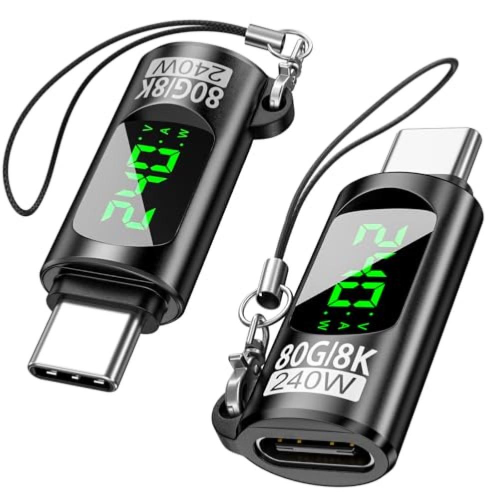 3pcs 240W USB-C Adapter Power Meter Tester With Voltage/Current/Power LED Digital Display Up To 80Gbps Data Transfer 240W 8K