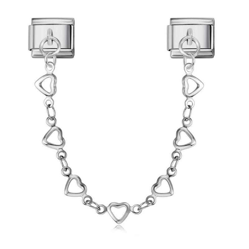 Fashion Women Stainless Steel Heart Chain Italian Charms Link Buckle Fit 9Mm Bracelet Diy Jewelry Accessories