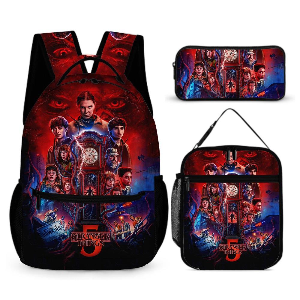 Stranger Things 5 Student School Bag 16 Inch Sticker Bag Backpack Stranger Things5 Large Capacity Student Shoulders