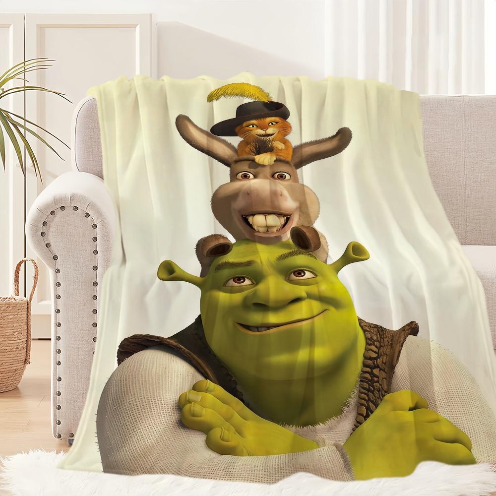 Cartoon S-ShrekS Cute Funny Blanket Plush Nap Sofa Rug for Living Room Warm Office Bedroom Birthday Home Travel Kid Gifts