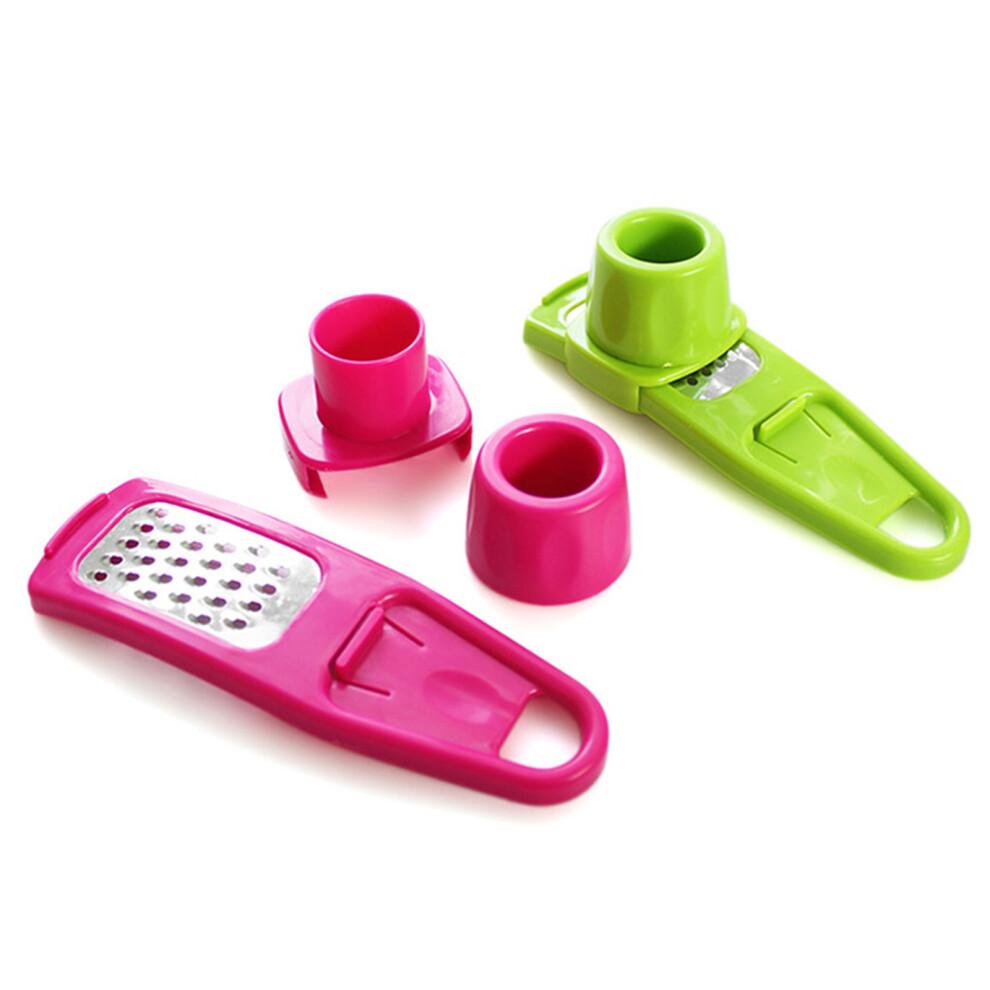 Pressed Garlic Chopper Rosy 1set With Hands Protecting Cover 2pcs