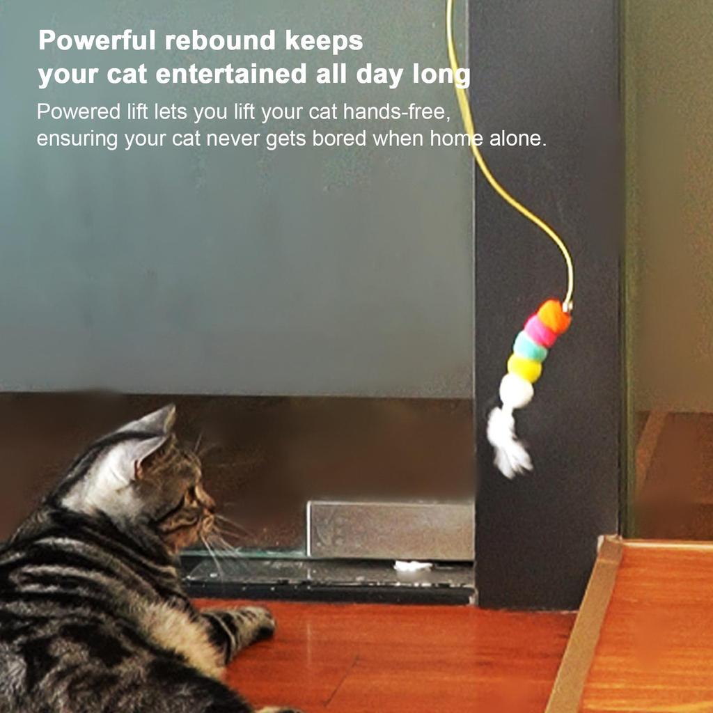 Cat Toy Rope Animals Electric Teaser With Sound Auto-Retract Rope Smart Toy For Kitten For Bedroom Study Room Cabinet Wall Door