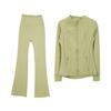Women's Flare Pants & Jacket Set - Slim Fit Long Sleeve Outerwear for Running & Yoga