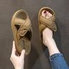 2025 New European and American Fashion Flats Comfortable and Trendy Solid Color Soft-soled Flat-soled Cool Slippers Women's Shoes Cool Slippers