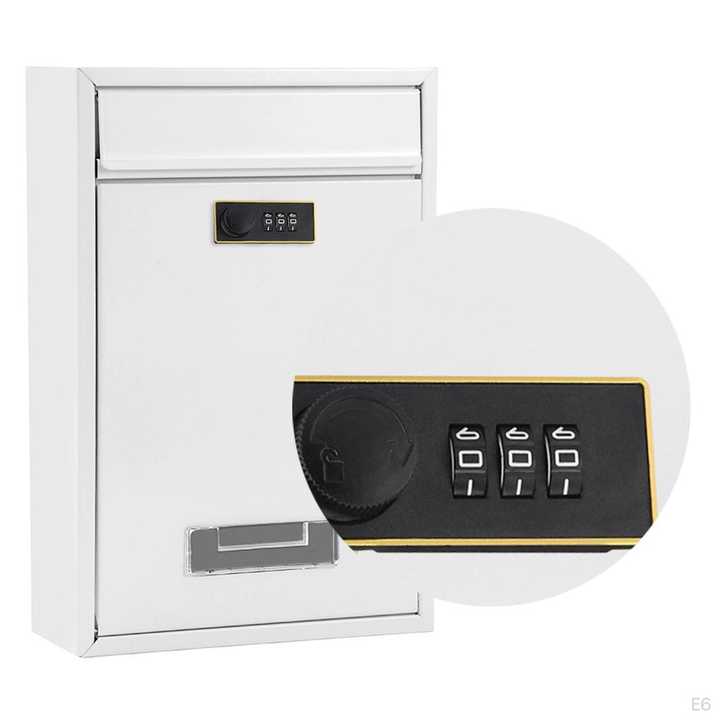 Combination Lock Security Mailbox Wall Mount 22x8.5x32cm Accessory for Residential House Metal Post