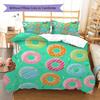 Donuts Pattern Bedding Quilt Set Quilt Cover Pillowcase Home Decoration Gift (1 * duvet cover + 2 * pillowcase, without core)