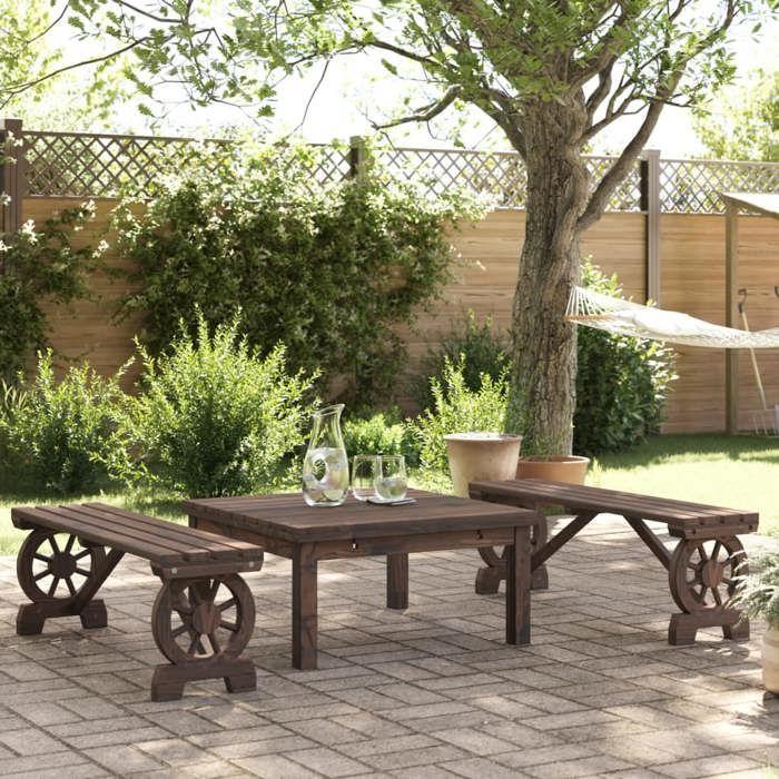 VidaXL Lot de 2 Bancs de Jardin, Chaises de Loisir avec Pieds, Sièges de Terrasse, Bancs de Parc Patio Extérieur, Bois de 3207136