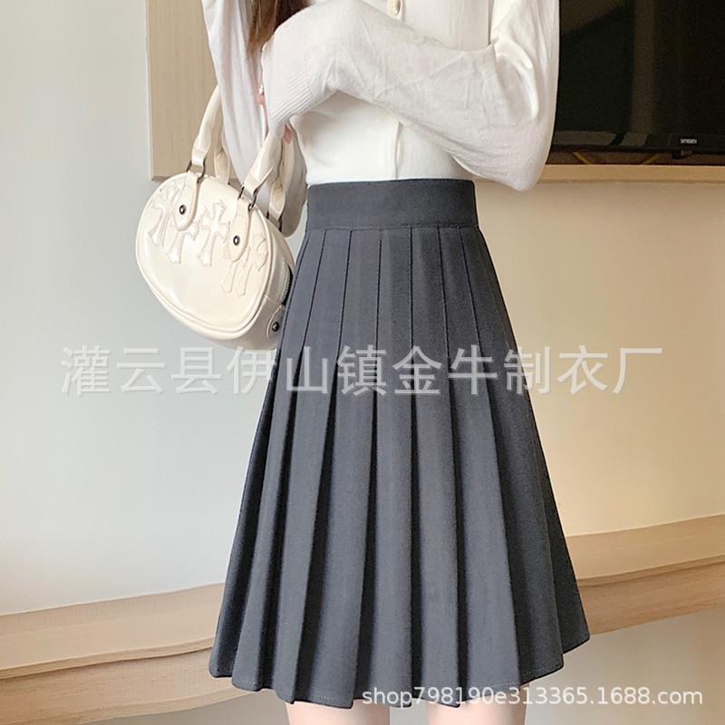 Women's High Waist Pleated Skirt A Line Slim Solid Color Preppy Mini Skirt Casual Skirt