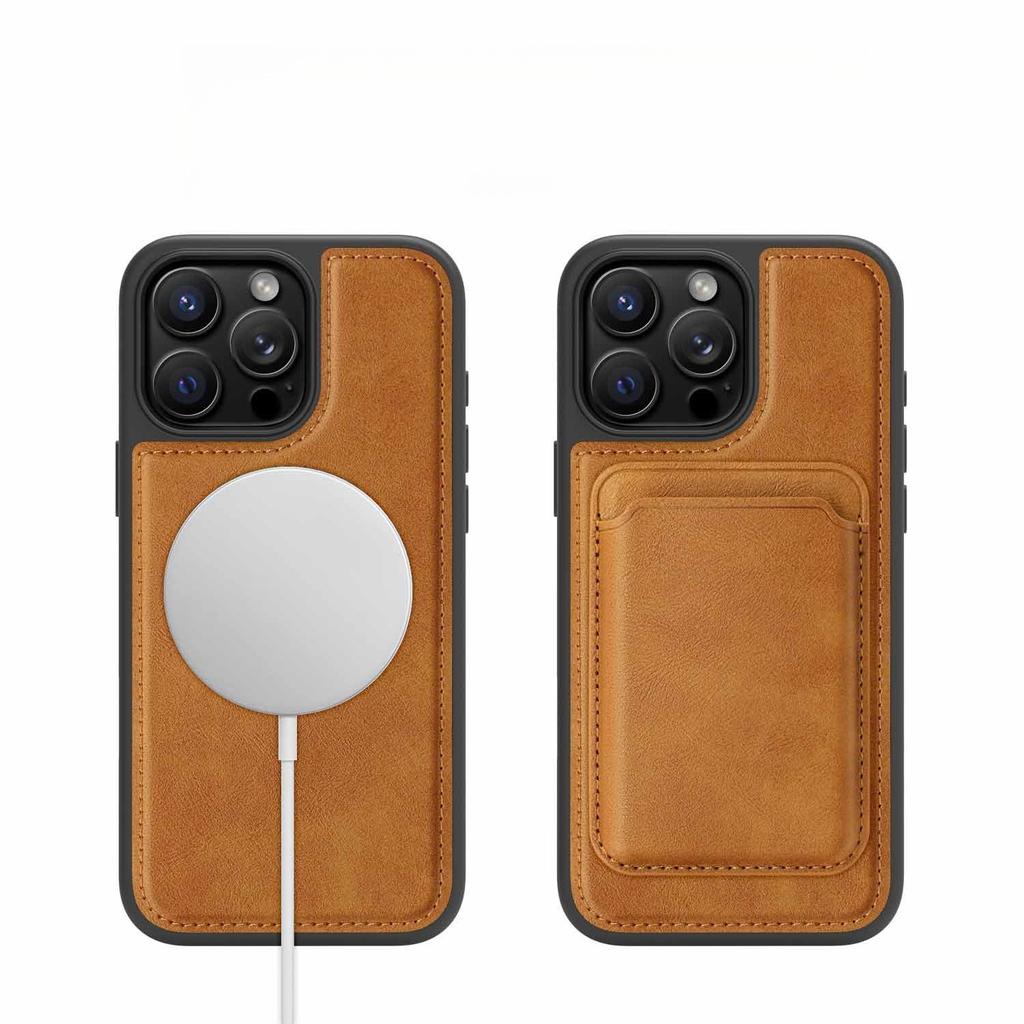 Phone Case for iPhone 16 Pro Max 17 Air 16e 15 Plus 14 13 Promax 12 11 Business Magnetic Wireless Charging Simple Leather Cover