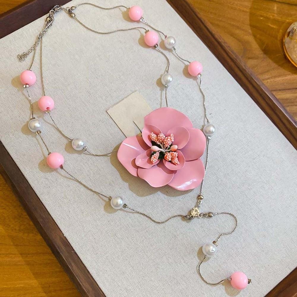 Collier Empilé Orchidée Phalaenopsis de Luxe Pendentif Fleur Exquis Haut de Gamme Polyvalent