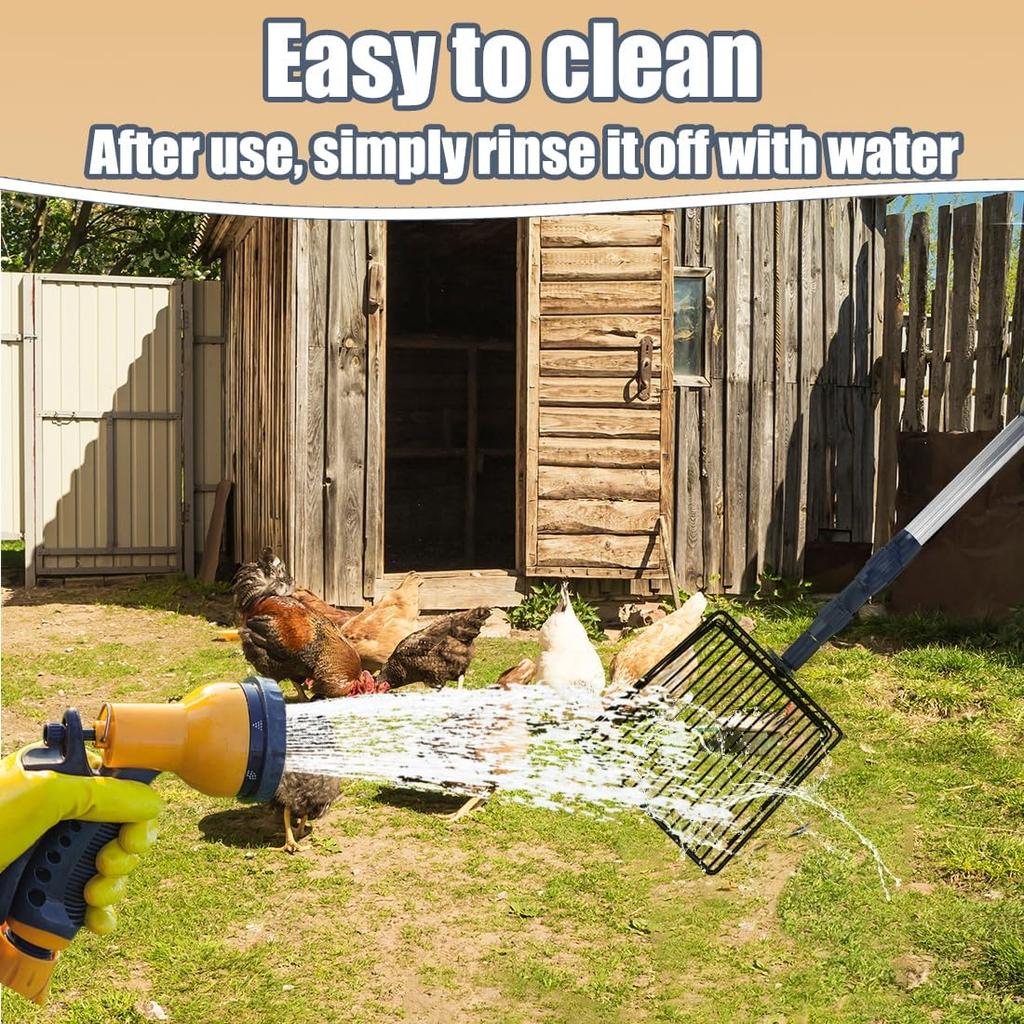Chicken Poop Scooper,3 in 1 Adjustable Chicken Scooper for Poop (22-45.6inch) Long Handle for Farm Chicken Poop Scooper & Home Kitty Litter