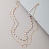 New Double Necklace Female Imitation Pearl Crystal Heart Pendant Gift Bohemia Style Accessories for Women