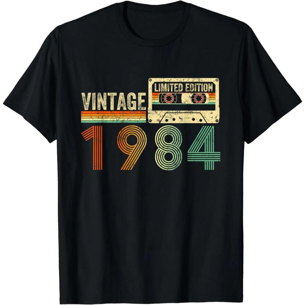 

Подарки на 40 лет Винтаж 1984 40-й день рождения Кассетная лента Женские футболки Модные топы Y2k Футболка Haikyuu Графические футболки 80833 XXXXXL чёрный