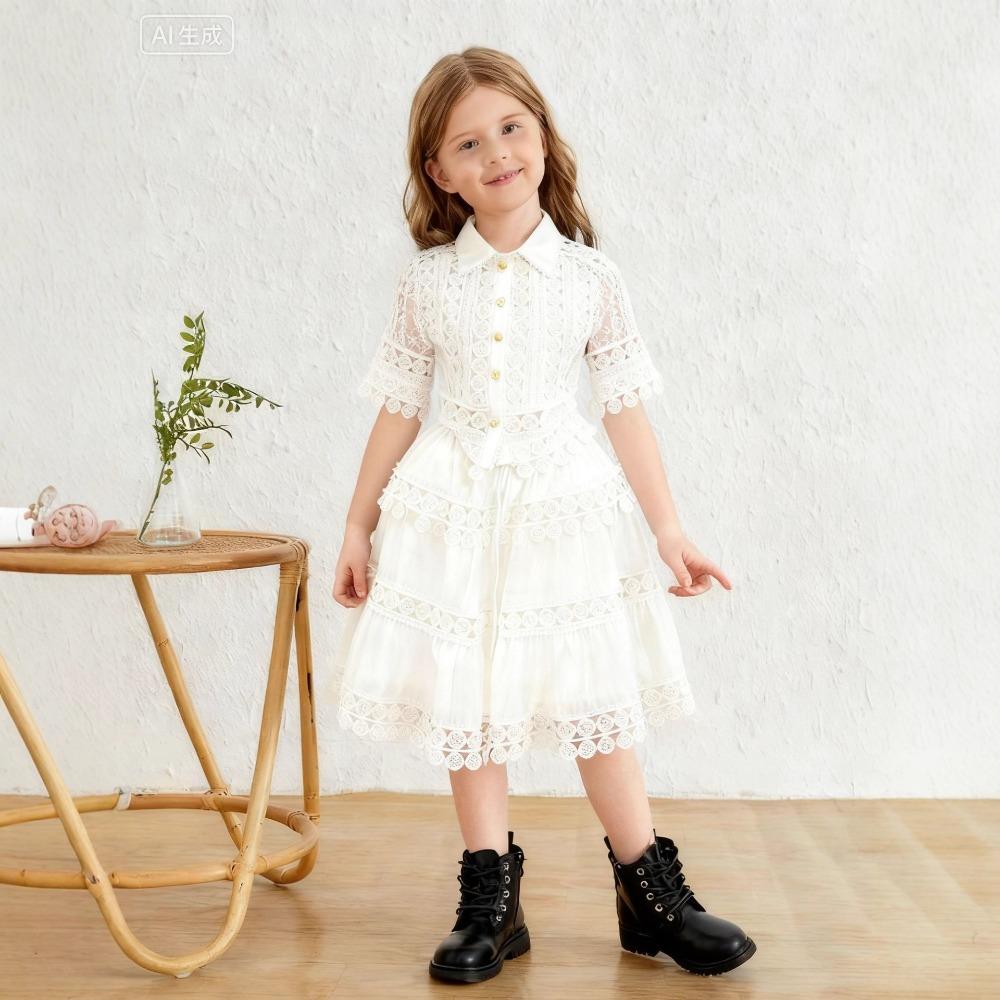 2-7Y Girls' Short Sleeve Top + Skirt Fashion Set Children's Skirt Suit
