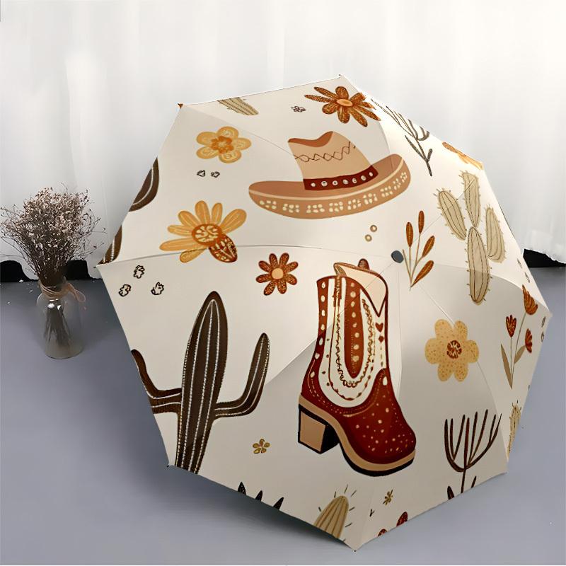 1pc Cowboy Boots Automatic Opening/Closing Folding Umbrella with 8 Ribs,Portable Sunshade Umbrella Birthday and Holiday Gifts Yy251231136