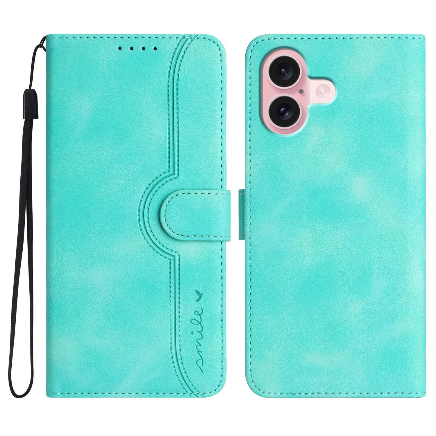 

YX0030 For iPhone 16 Case Smile Letter Wallet Leather Flip Phone Cover