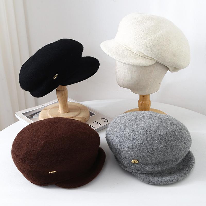 Simple Wool Personalized Cap Children Autumn and Winter Thickened Warm Retro Fashion British Style Star Anise Hat