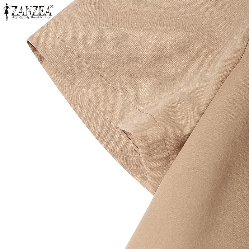 ZANZEA Salopete Casual de Vară cu Mânecă Scurtă și Picior Larg pentru Femei