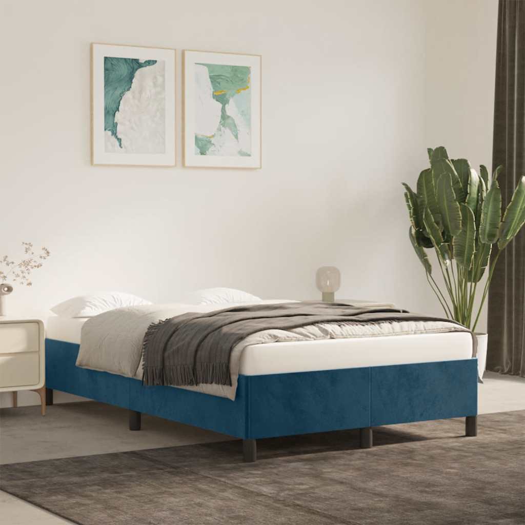 Bed Frame without Mattress Dark Blue 120 x 190 cm Velvet