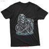 Skeleton Fisherman Digital Art T Shirt Vintage Washed Slightly Casual Comfortable Top For Everyday Wear Designer Clothes