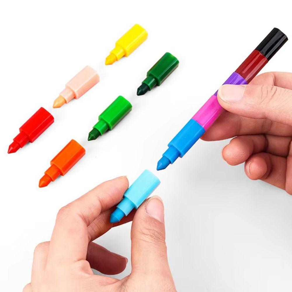 1/3/5pcs 12 Colors Buildable Crayons Rainbow Creative Stackable Coloring Oil Painting Stick Cute Prize Student Stationery YMY