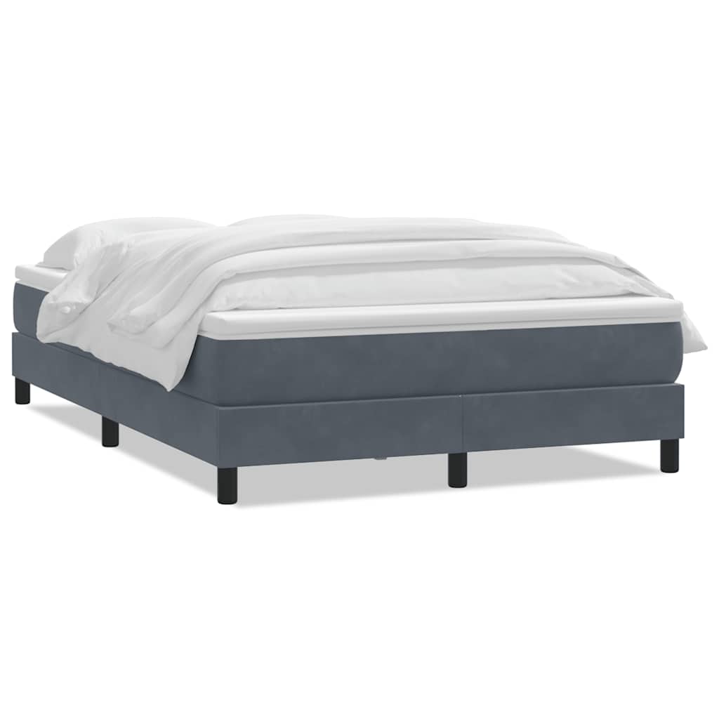 Box Spring Bed with Mattress Dark Gray 160x210 cm Velvet