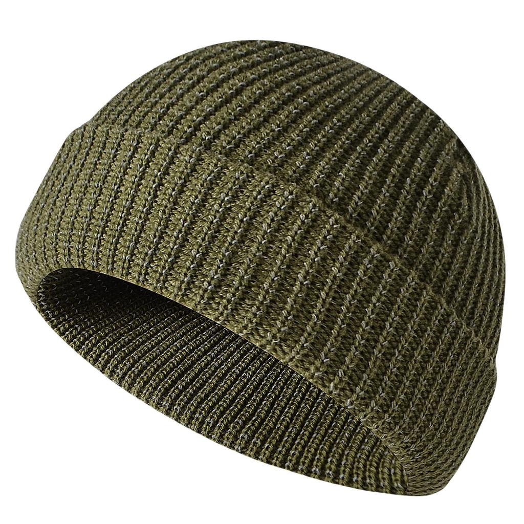 Reflective Beanie Hat Fishing Night Running Hats Outdoor Windproof Knitted Hat for Outdoor Sports and Hiking