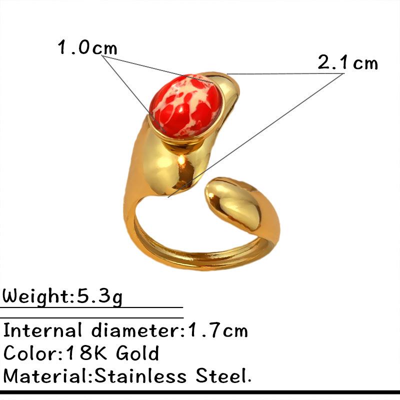European-American Retro French Natural Stone Stainless Steel Ring Set