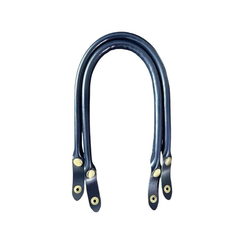 

47cm PU Leather Replacement Bag Handles with Snap Button Closure for Handbag Briefcases Travel Bags синій