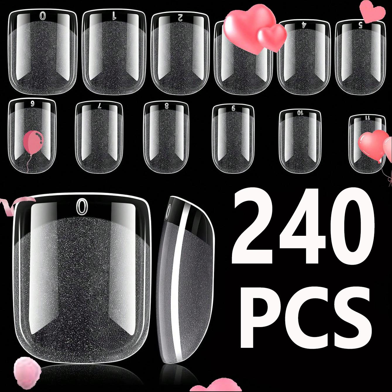 240PCS Short Almond Nail Tips Soft Gel Pre-Shaped Acrylic Nail Tips Half Matte Full Cover Nail Tips Clear Gelly Press on Nail белый