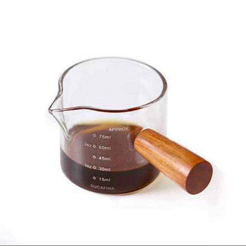 

daily75ml Double Mouth Glass Milk Jug With Heat-resisting Glass Espresso Measuring Cup Handle Glass Scale Measure Mugs