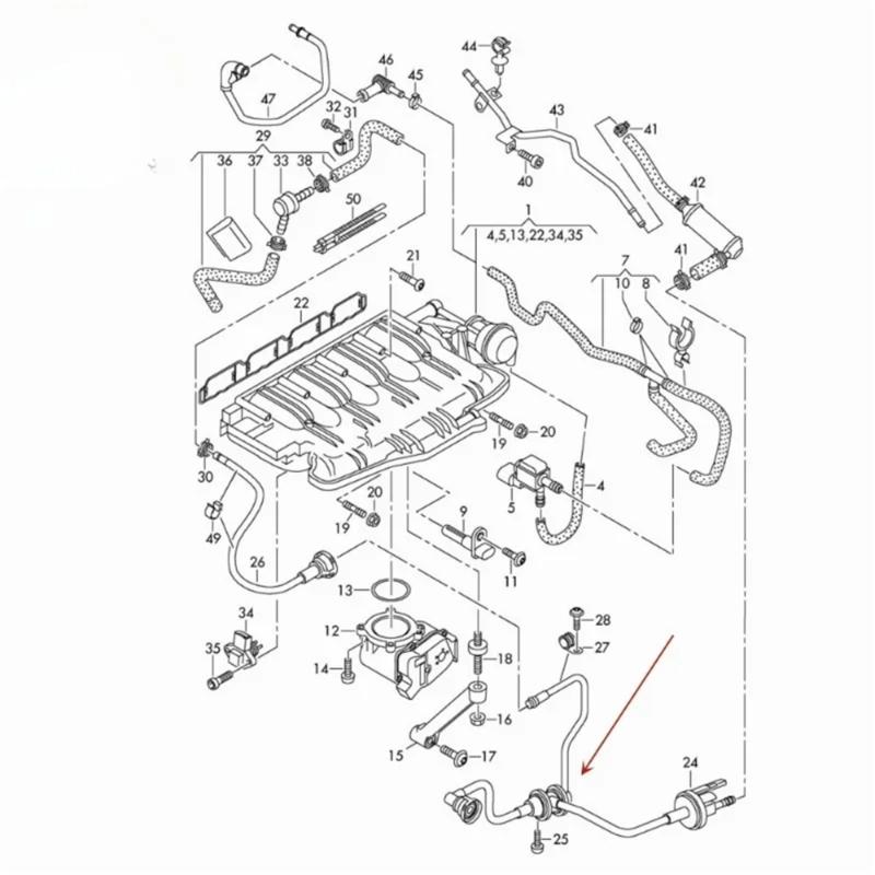 Vacuum System Purge Valves Hose Set 06H133781CK 06H133781AL Vapors Canister Purge Valves Hose Assembly
