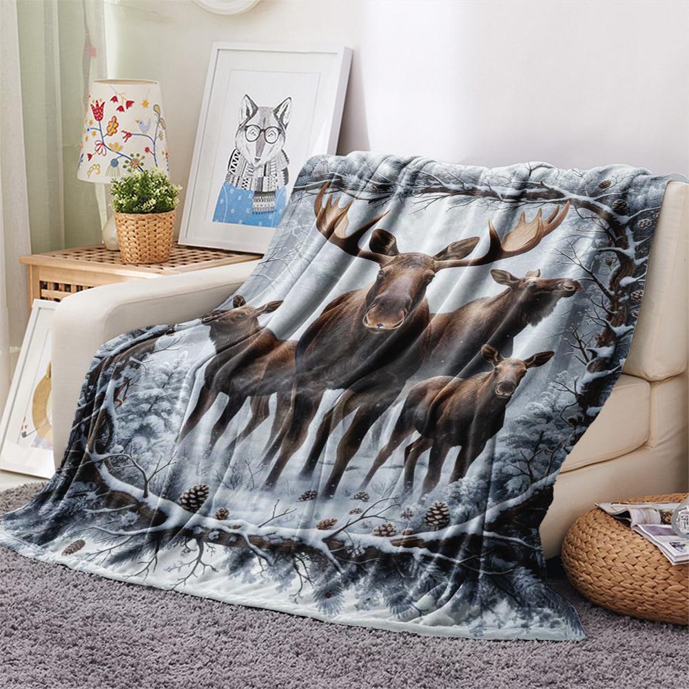 1Pc Cartoon Print Flannel Blanket, High Quality Comfortable for All Seasons, Home Decor, Warmth and Comfort, Perfect for Christmas Birthday Gift
