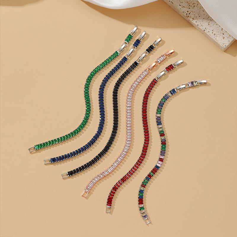 Hot Selling Multicolor Zircon Tennis Bracelet - Single Row 2.5*5mm, Niche Design