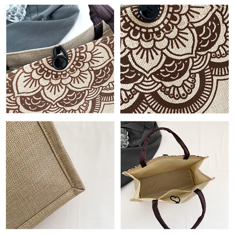 Vintage Leinenhandtaschen für Damen Mode Tote Strandtaschen Umweltfreundliche Shopping-Umhängetasche Schulter-Pendler-Taschen