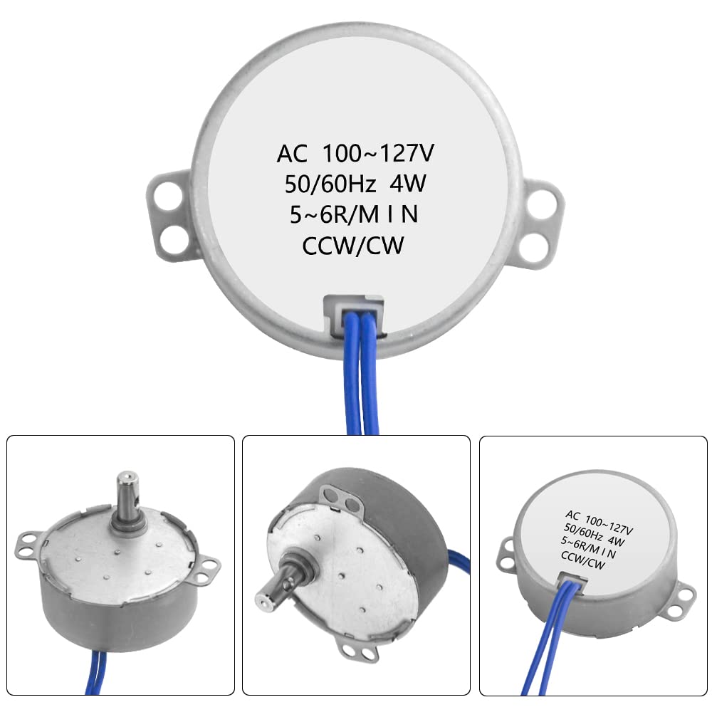 WMYCONGCONG Set of 2 Synchronous AC 4W Turntable Motors 2 7mm Flexible Coupling Connectors Motors, 50/60Hz 100~127V 5-6RPM/MIN +