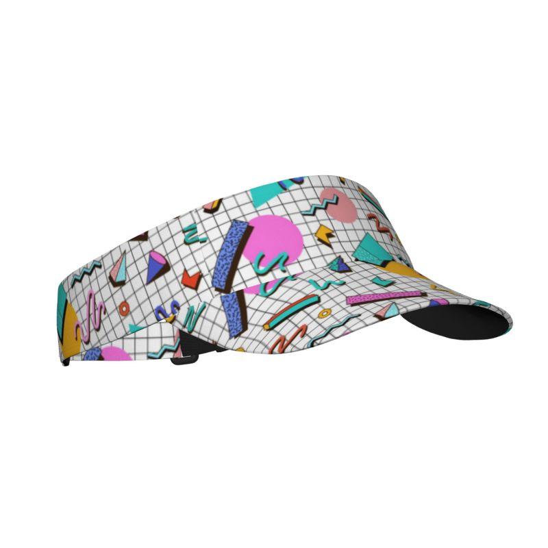 Retro 80s 90s Funny Colorful Sports Sun Visor Hats Women Men Lightweight Packable Cooling Empty Top Hat for Running Tennis Golf
