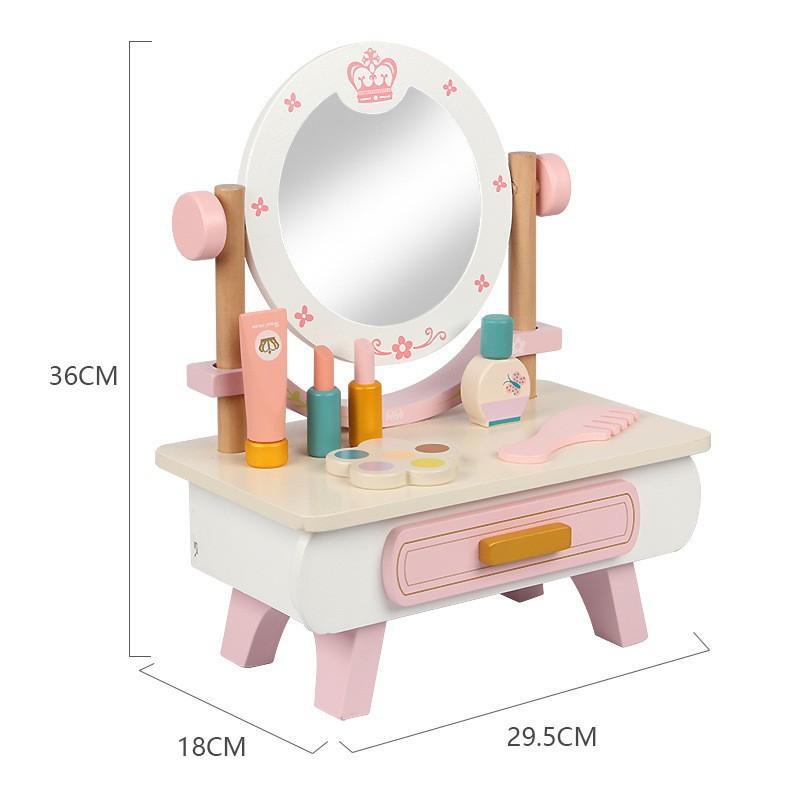 Wooden Desktop Playhouse Dresser Set Toy Simulation Makeup Toy Comb Haircut Perfume Girl Toy