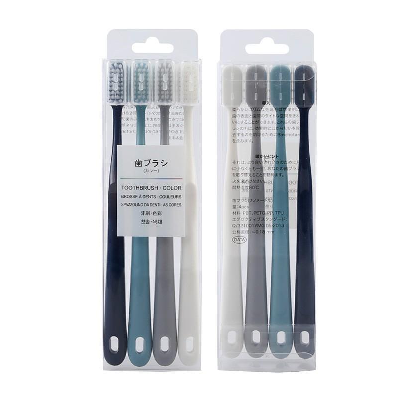 Soft Bristle Adult Manual Toothbrush 4-Pack In Elegant Crystal Box Pastel Muted Tones Daily Oral Care