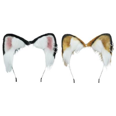 Girls Dog Animal Ears Furry Cosplay Headwear Handmade Halloween Hair Props