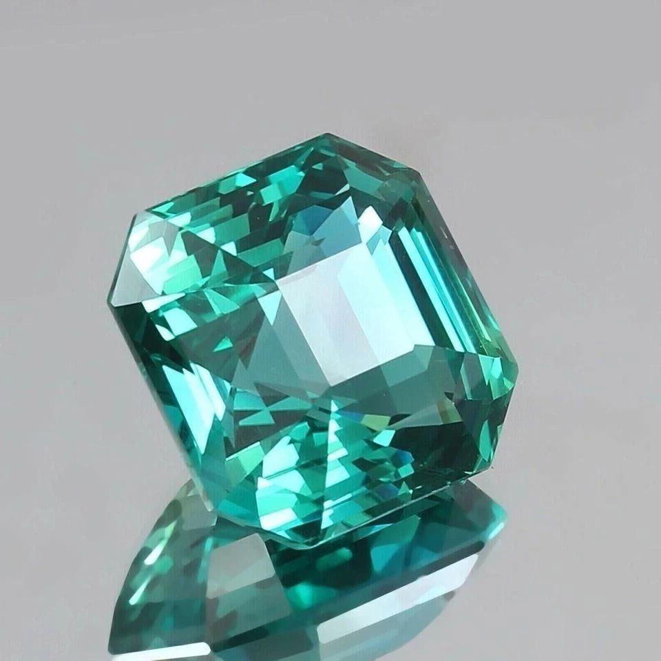 Natural Green Sapphire 10+ Ct Asscher Cut Certified Fabulous Loose Gemstone