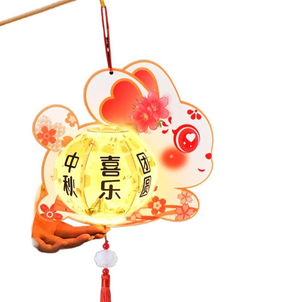 DIY Craft Middle Autumn Festival Lantern Cartoon Hanging Rabbit Lamps  Women Children