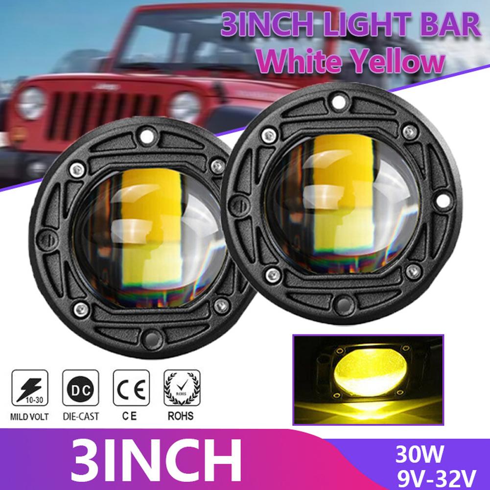 2PCS 3 Inch LED Work Light 6500K Flush Mount Driving Light Fog Lights For 4x4 Jeep Offroad ATV Trucks Motorcycle Headlights