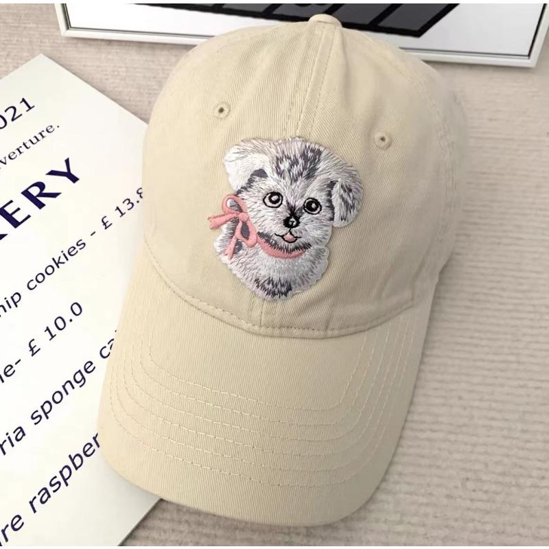 Cute Cartoon Labeled Dog Butterfly Soft Top Baseball Cap Showing Face Sweet Girl Versatile Baseball Cap