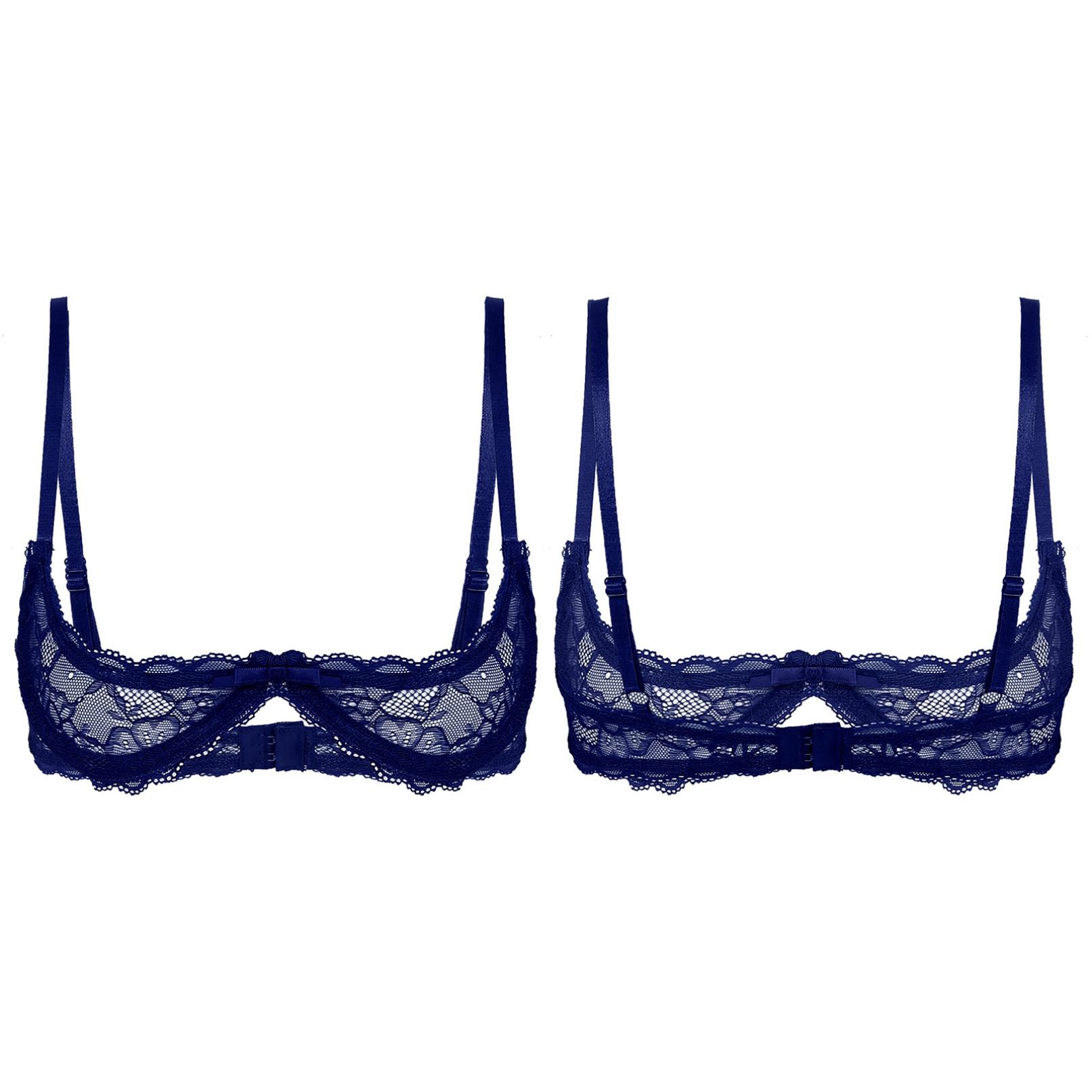 Reggiseno push up da donna in pizzo taglie forti Intimo sexy bralette Lingerie femminile Reggiseno romantico con ferretto 3XL colore blu navy