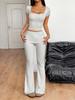 European and American Sporty U-neck Short-sleeved Top & Long Pants Set - Summer 2026 Collection