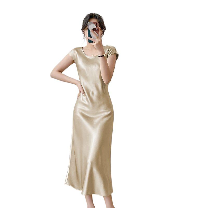 2026 New Spring Summer Elegant Silk Short Sleeve Dress for Women
