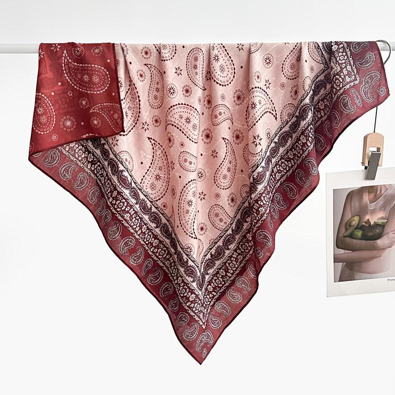 91 Retro Double-sided Velvet Large Square Scarf Women's New Spring and Autumn Foreign Style Fashion Cashew Flower Silk Scarf Neck Scarf Shawl