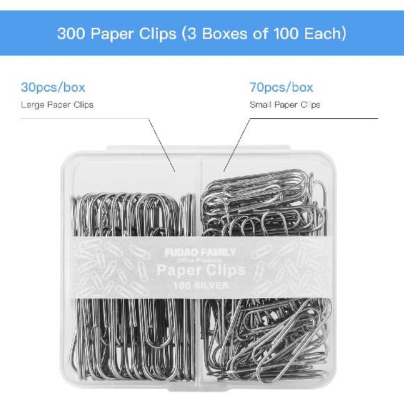 Paper Clips Assorted Sizes, Large PaperClips, Small PaperClips, Paper Clip, Paperclips, Pack of 3 Boxes of 100 Clips Each (300 Clips Total)
