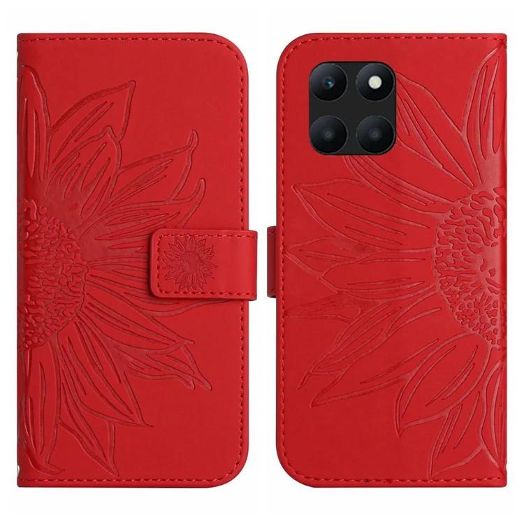 

HT04 For Honor X8b 4G Magnetic Phone Case Sunflower Imprint PU Leather Wallet Cover